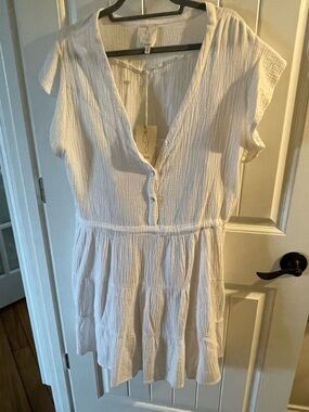 Joie White Gauze Tiered V-Neck Mini Dress